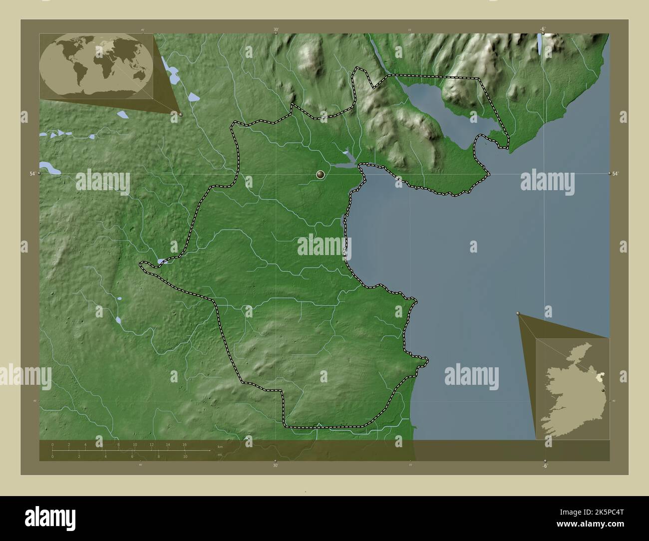 Louth, county of Ireland. Elevation map colored in wiki style with