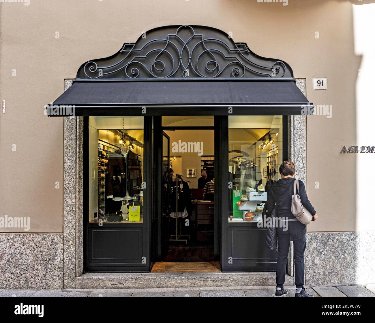 A.Gi. Emme shop, a footwear and clothing store in Como, Italy. Stock Photo