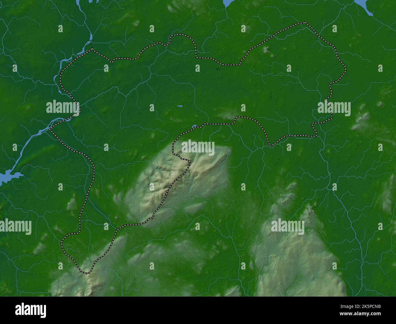 Offaly, county of Ireland. Colored elevation map with lakes and rivers
