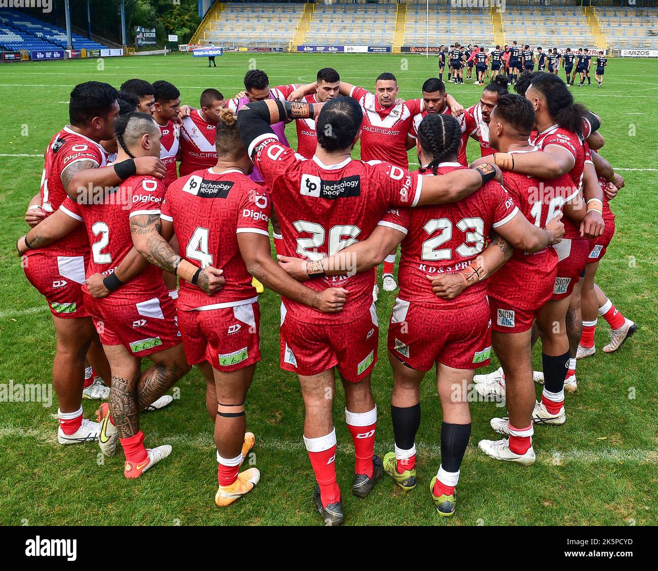 Halifax, England -8th October 2022 -  Rugby League Pre World Cup International Friendly, Tonga vs France  at The MBI Shay Stadium, Halifax, UK Stock Photo