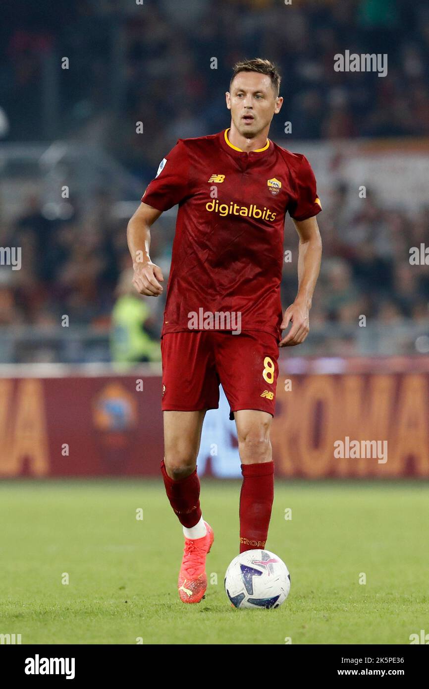 Rome, Italy. 09th Oct, 2022. Nemanja Matic, of AS Roma, in action during the Serie A football match between Roma and Lecce at RomeÕs Olympic Stadium, Italy, October 9, 2022. Credit: Riccardo De Luca - Update Images/Alamy Live News Stock Photo