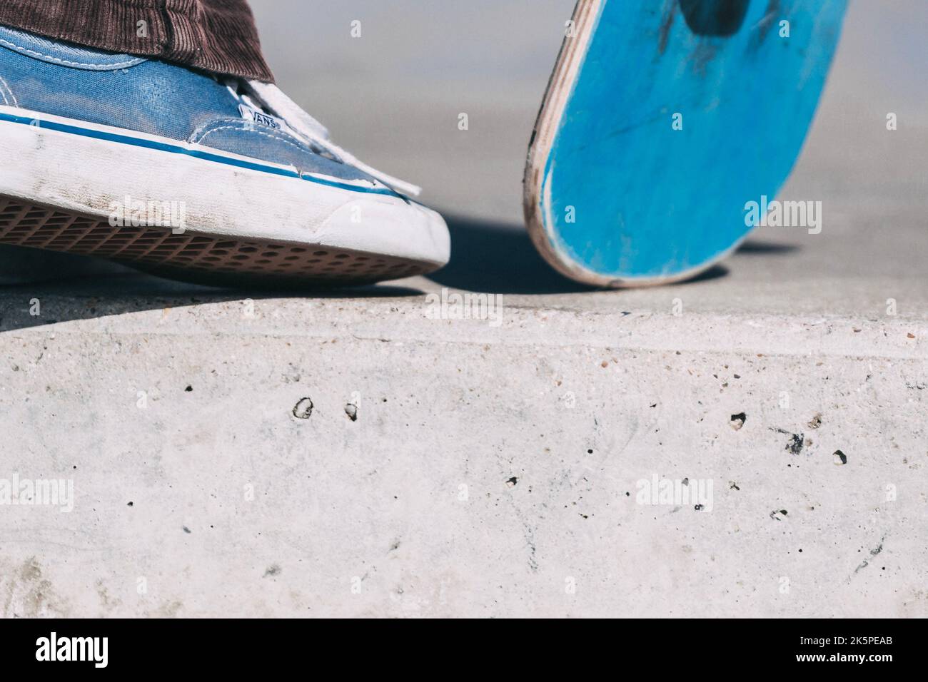 Skate boarding  waiting and set up Stock Photo