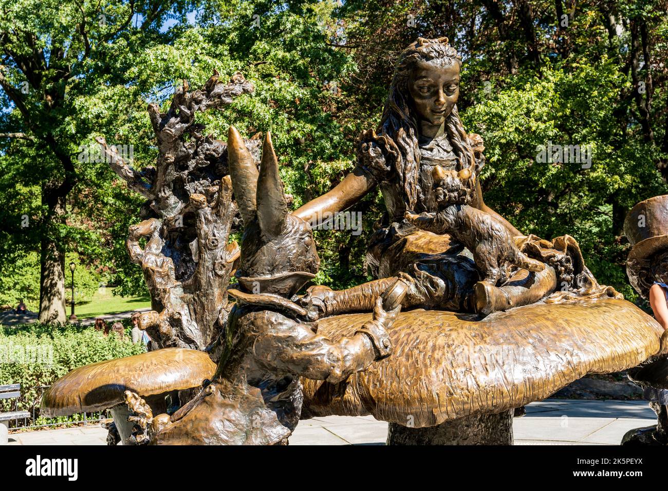 The bronze statue of Alice in Wonderland in Central Park, upper