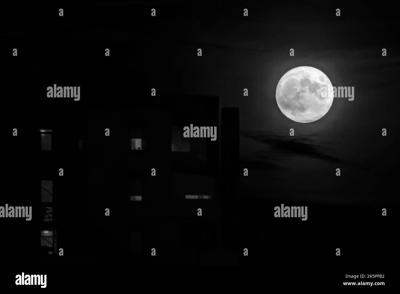 A full moon is seen in the sky in Split, Croatia on October 10, 2022