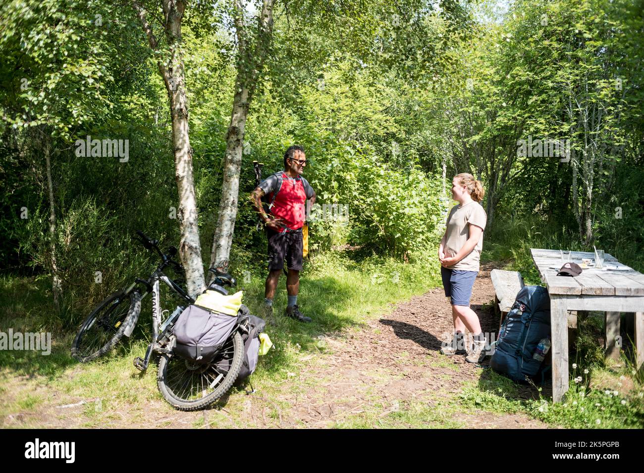 visitor to the Eco Cafe near Abriachan on the Great Glen Way,  Inverness,  Scotland, Stock Photo