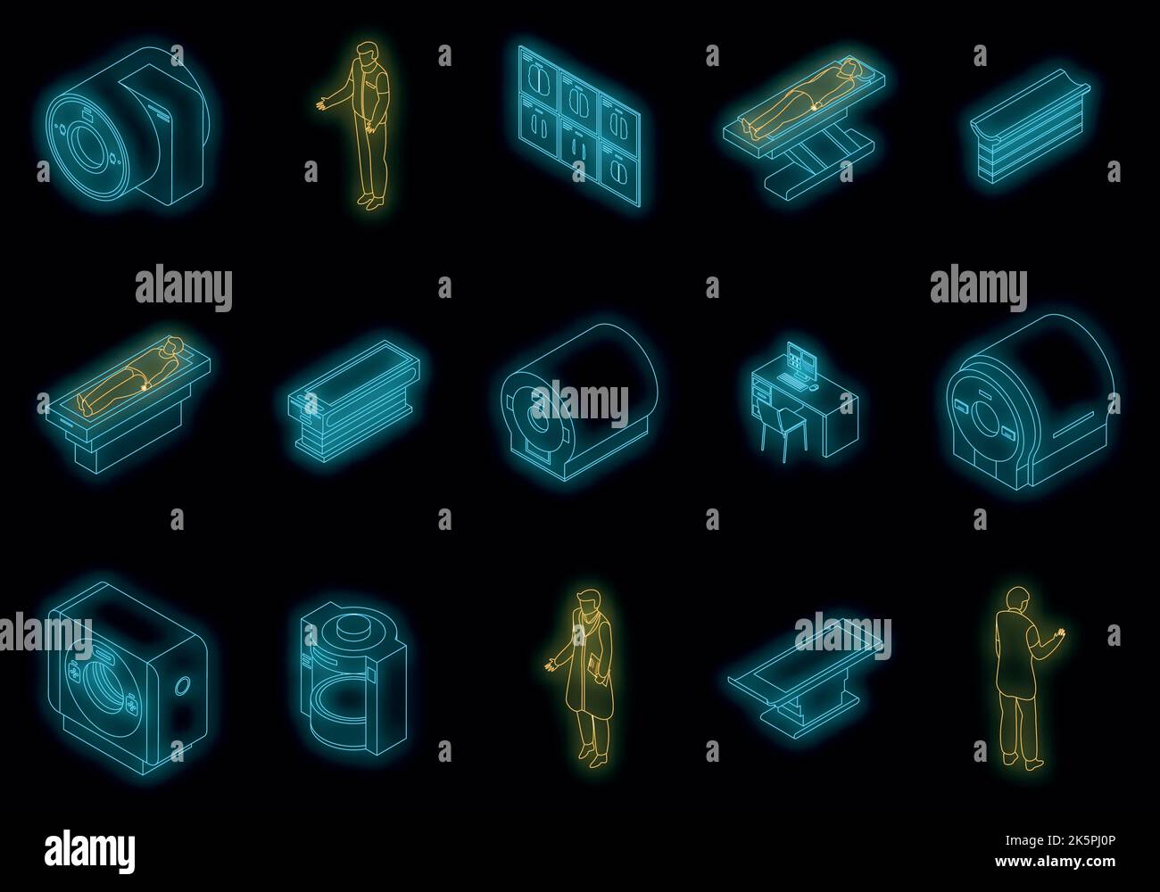 resonance imaging icons set. Isometric set of