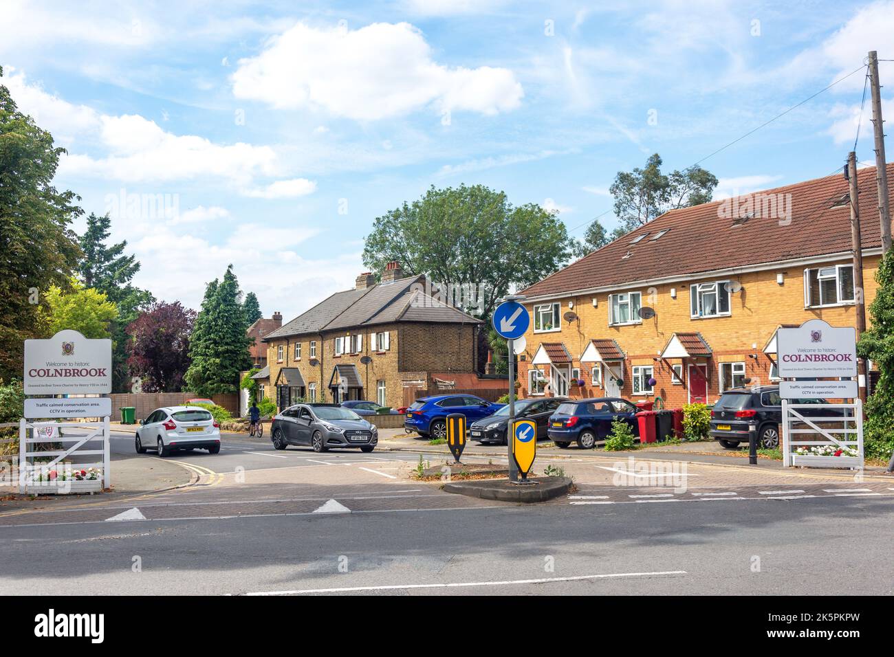 Entrance signs to Colnbrook Village, Bath Street, Colnbrook, Berkshire, England, United Kingdom