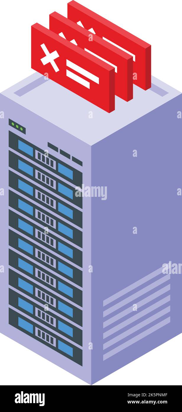 Security server icon isometric vector. Data software. Cyber spam Stock Vector