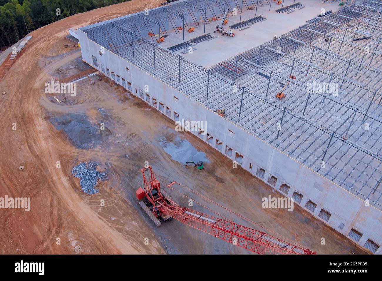 Metal steels aluminium frame structure for factory warehouse construction site industry Stock Photo