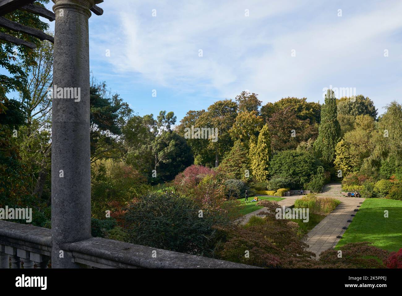 The Hill Gardens on Hampstead Heath, North London UK, viewed from the Pergola Stock Photo