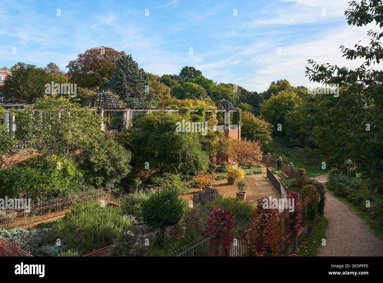 The Hill Gardens on the west side of Hampstead Heath in autumn, North London, South East England Stock Photo