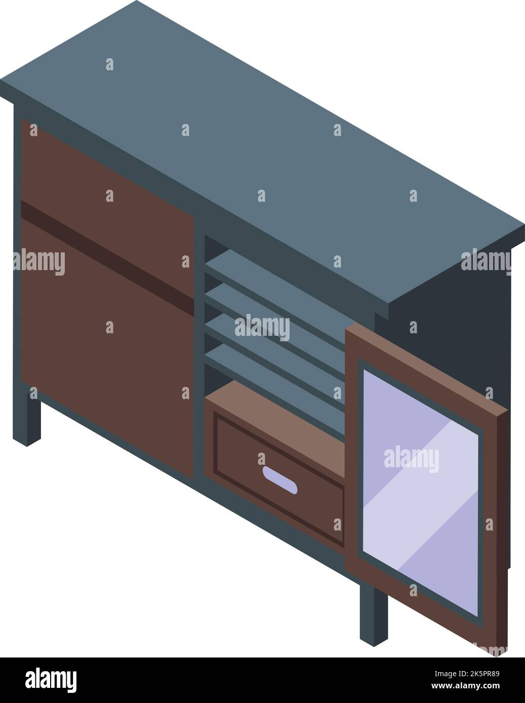 Wine cabinet table icon isometric vector. Wood bar. Bottle rack Stock ...