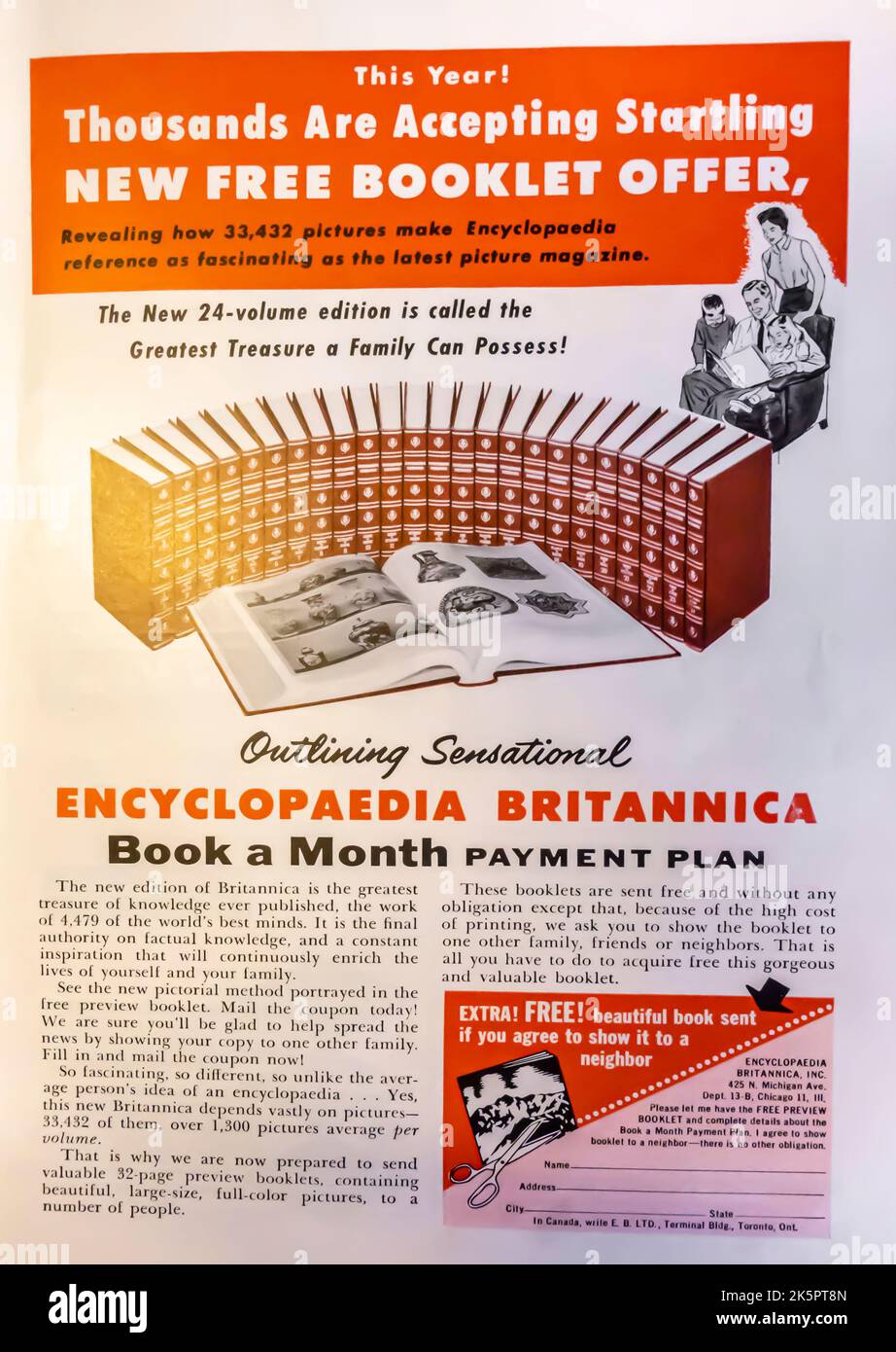 Encyclopaedia Britannica advertisement in NatGeo magazine, 1954 Stock Photo