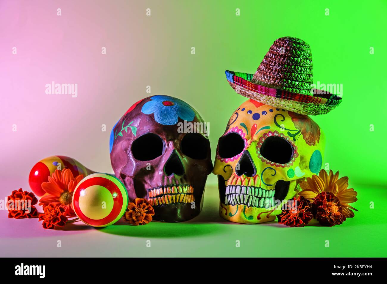 Painted skulls for Mexico's Day of the Dead (El Dia de Muertos ...