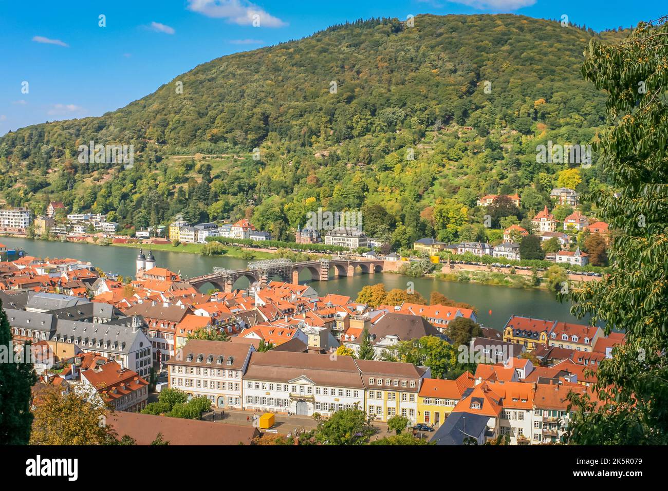 Medieval Heidelberg old town cityscape from above, Germany Stock Photo