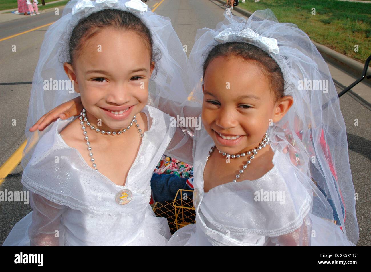 Twin Sisters who look alike and act alike as twins at the annual Twins gathering in Ohio each
