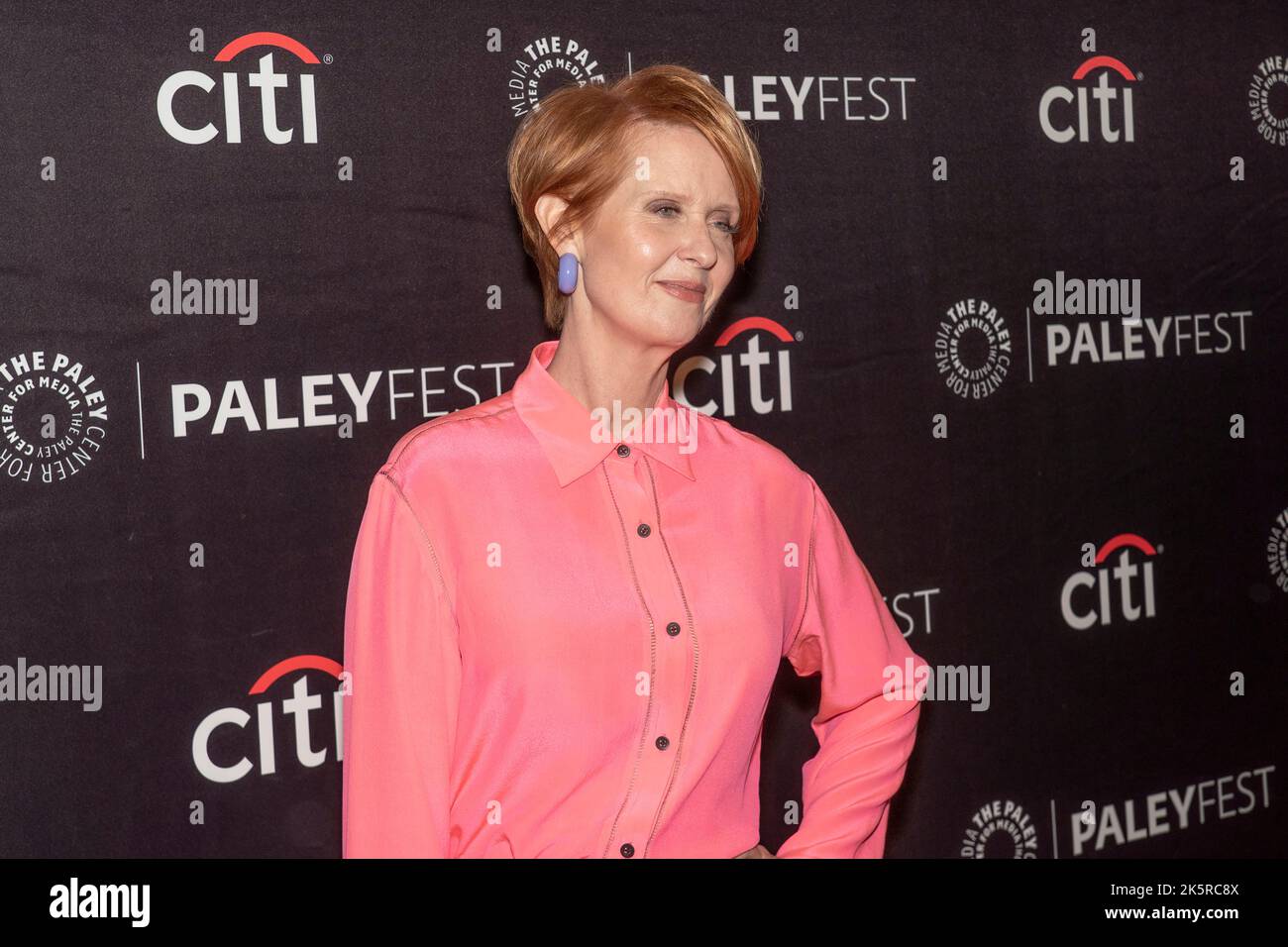 NEW YORK, NEW YORK - OCTOBER 09: Cynthia Nixon attends 'The Gilded Age' during 2022 PaleyFest NY at Paley Museum on October 09, 2022 in New York City. Credit: Ron Adar/Alamy Live News Stock Photo