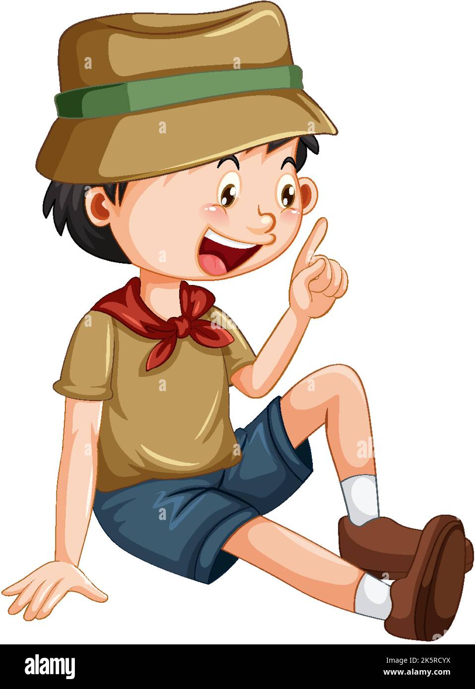 Camping boy sitting cartoon character illustration Stock Vector Image ...