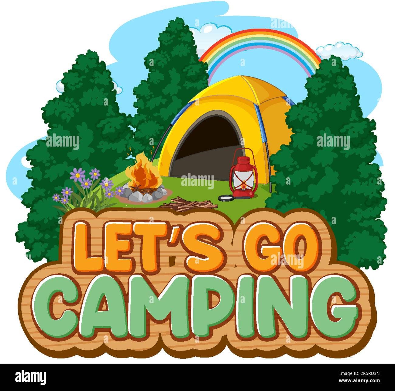 Camping kids and text design for word let's go camping illustration Stock Vector Image & Art Alamy