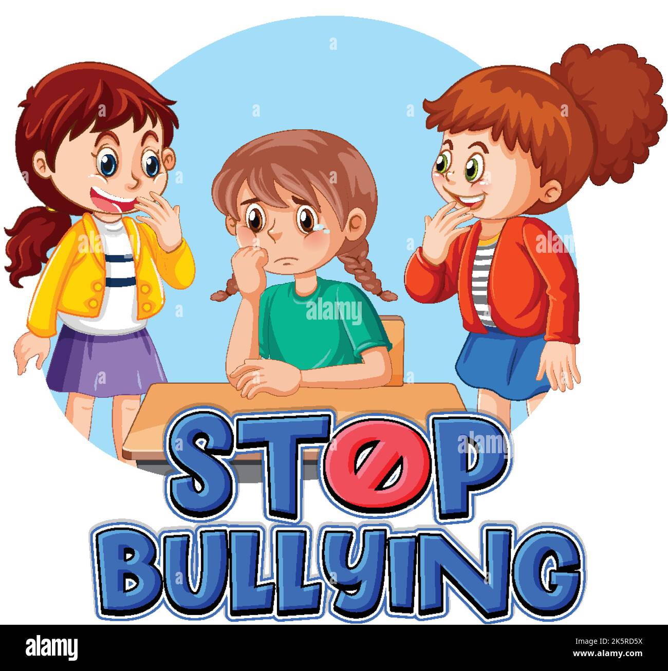 Stop Bullying text with cartoon character illustration Stock Vector ...