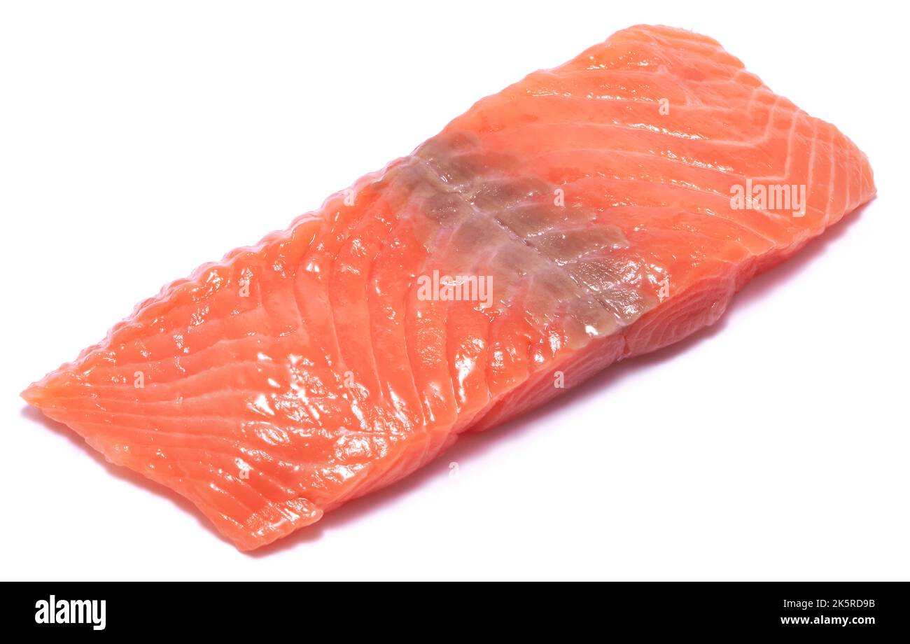 piece of salmon fillet isolated on white background Stock Photo - Alamy