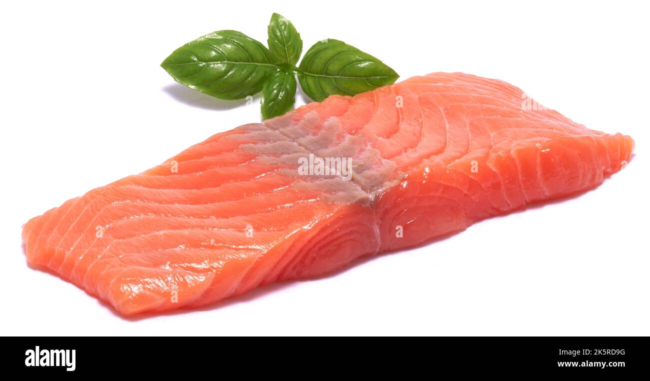 piece of salmon fillet isolated on white background Stock Photo - Alamy