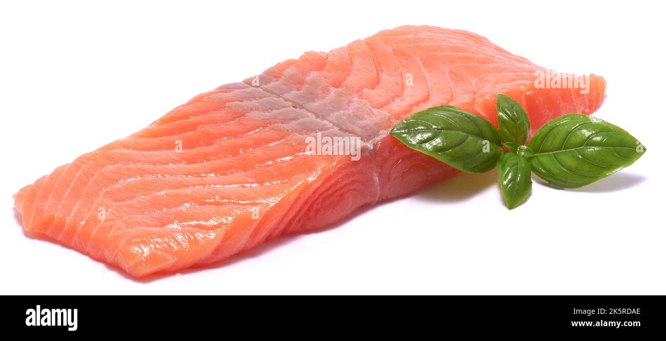 piece of salmon fillet isolated on white background Stock Photo - Alamy