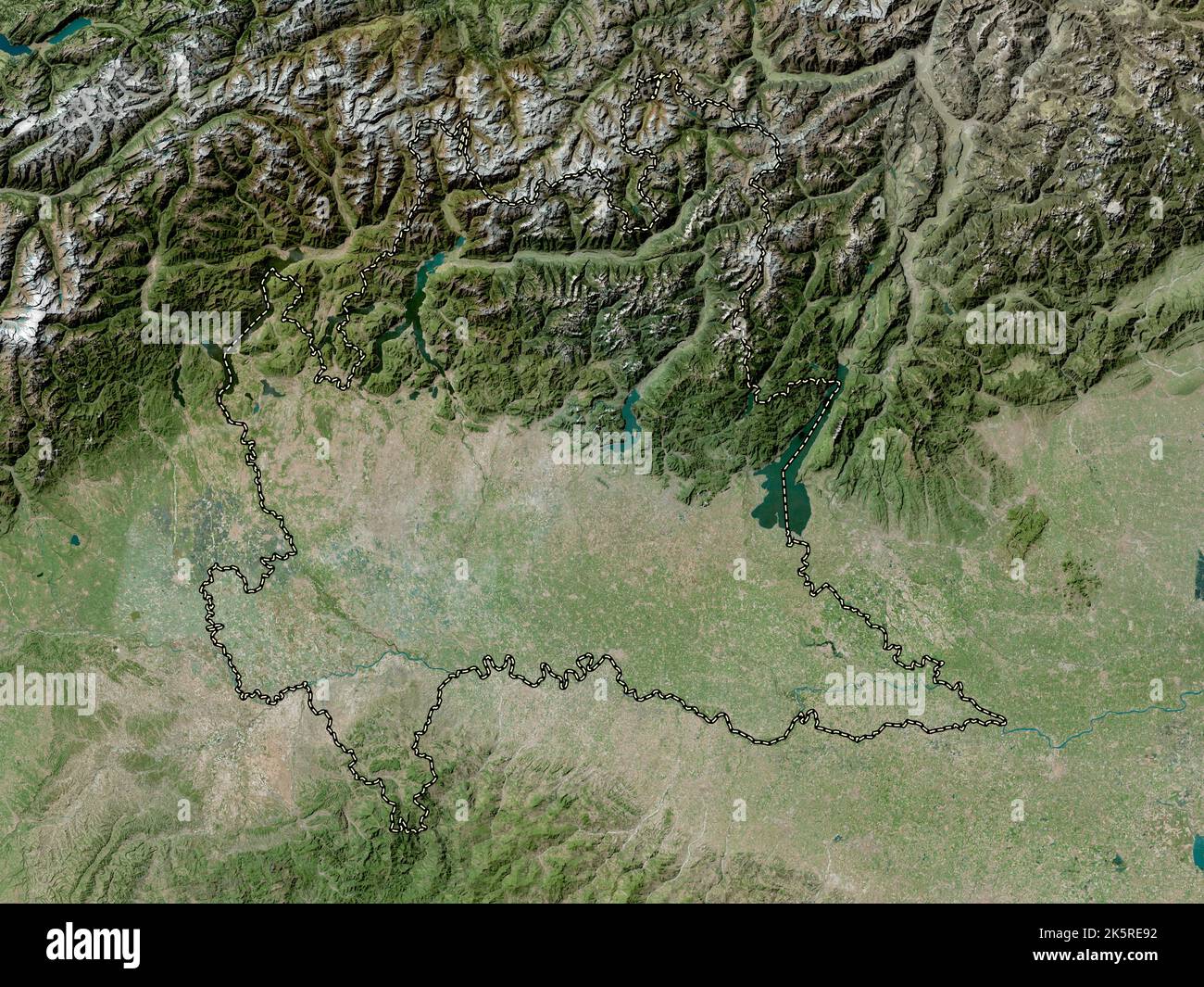 Lombardia, region of Italy. High resolution satellite map Stock Photo