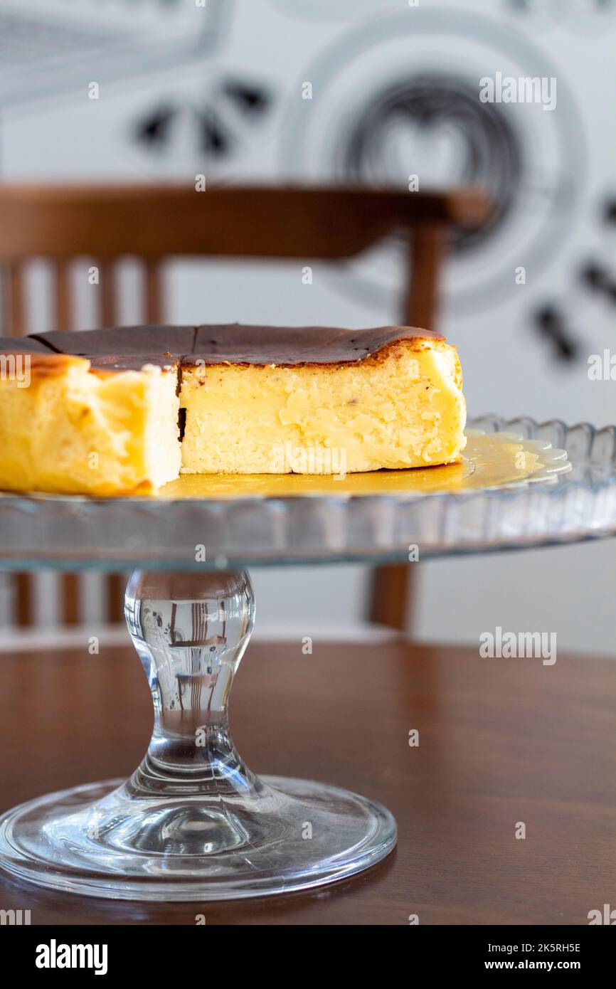Burnt basque cheesecake at a local cafe in Cebu City, Philippines Stock ...