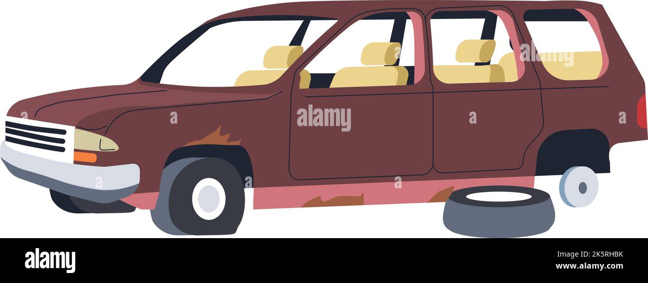 Damage Part Vector Damaged and outdated car with broken parts vector Stock Vector Image ...