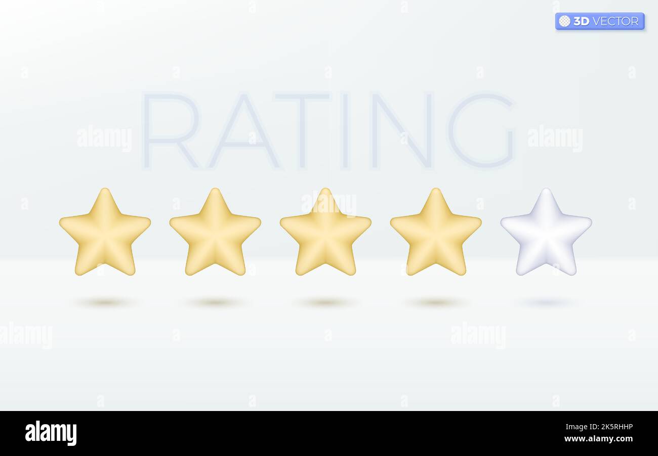 Star rating icon symbols. quality service, excellent feedback, customer review concept. 3D vector isolated illustration design. Cartoon pastel Minimal Stock Vector