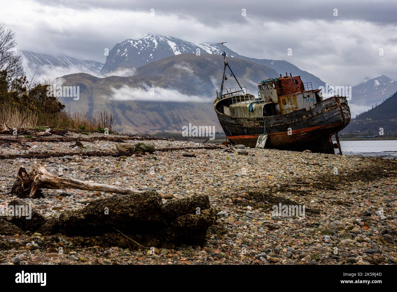 An old boat of Caol, Corpach Shipwreck in the Scottish Highlands, UK
