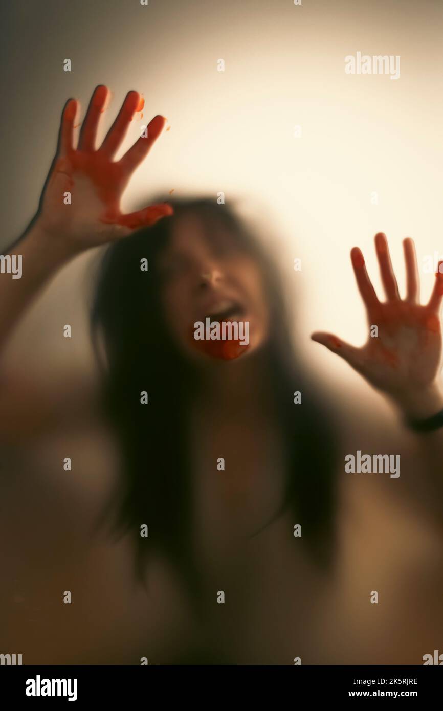 Horror ghost woman blooded hi-res stock photography and images - Alamy