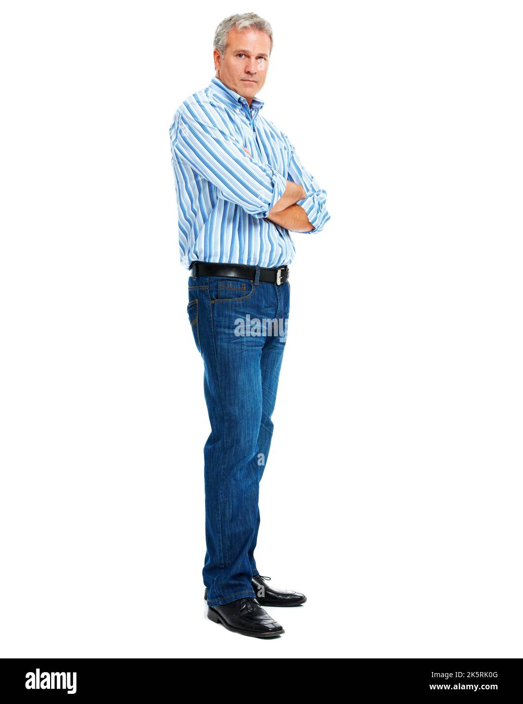 Meet the alpha male. Studio portrait of a serious looking mature man isolated on white. Stock Photo