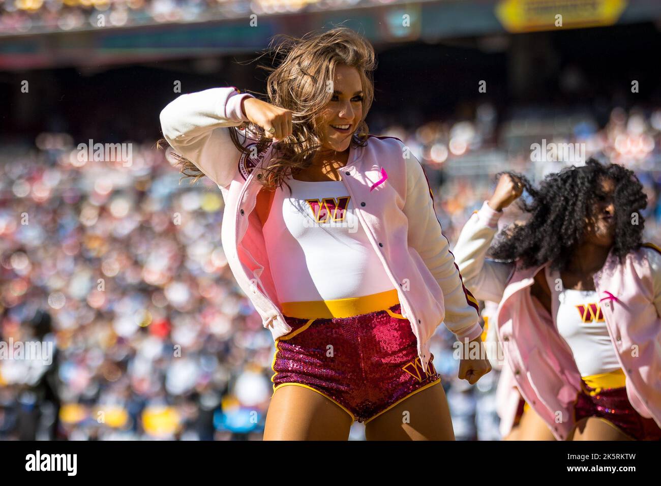 Landover, MD, USA. 9th Oct, 2022. Washington Commanders dance team