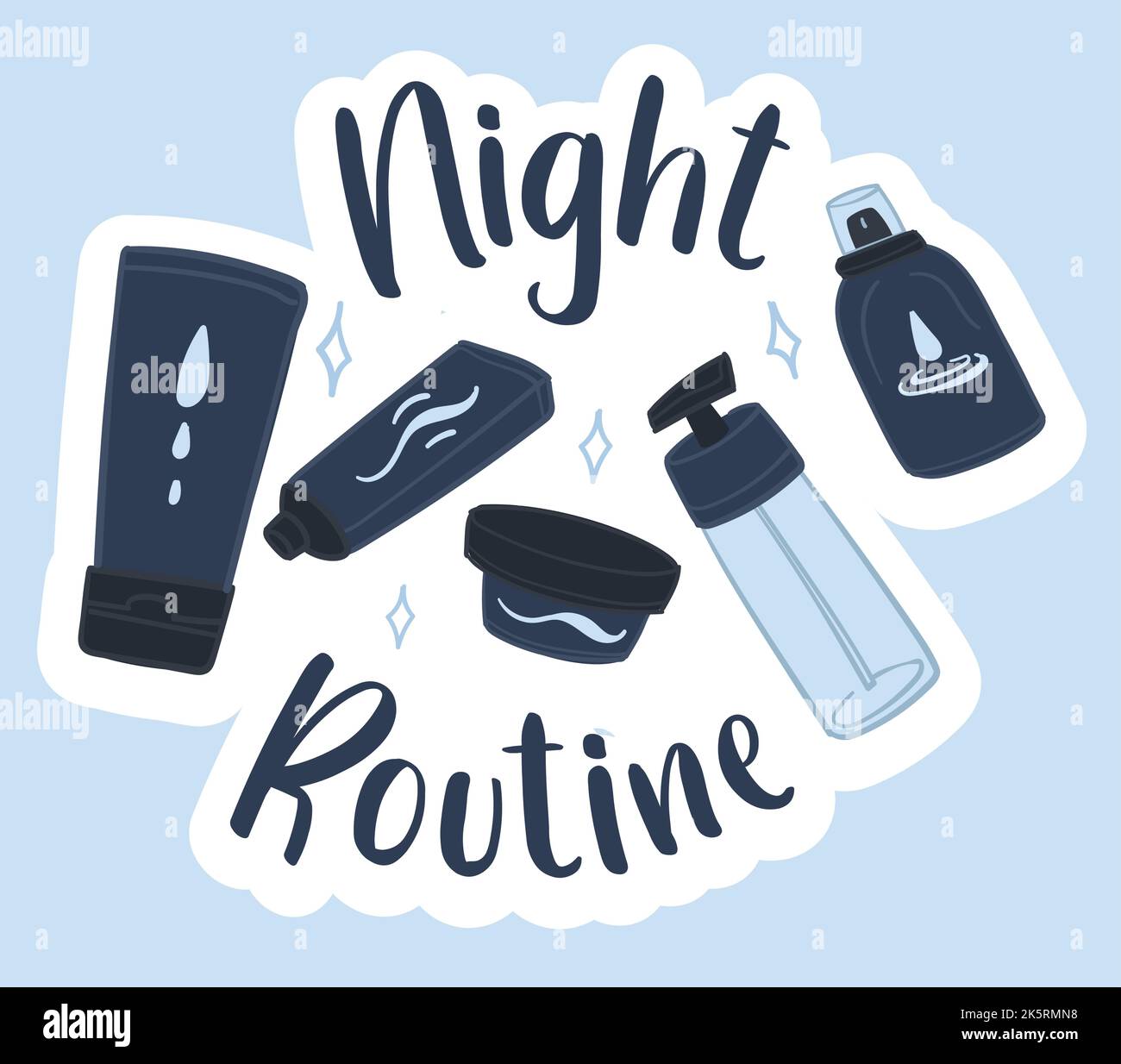 Night routine cosmetic products and care vector Stock Vector Image ...