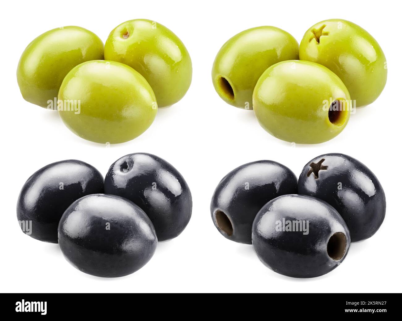 Groups of green and black pitted and whole olives isolated on white background Stock Photo Alamy