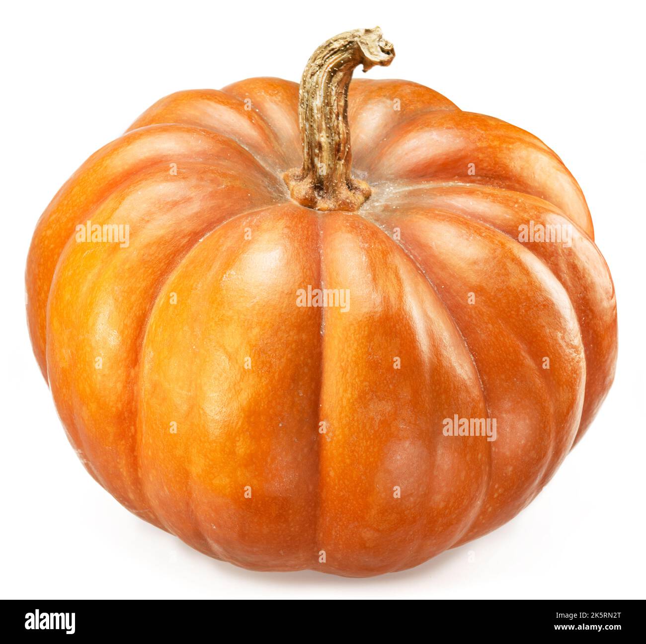 Orange round pumpkin isolated on white background. Stock Photo