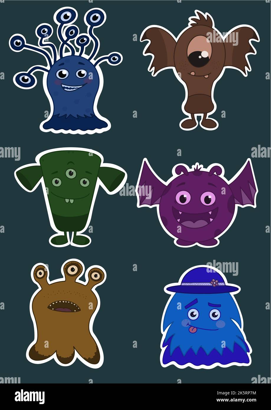 Cute monsters are going to celebrate Halloween in Illustration Stock Vector