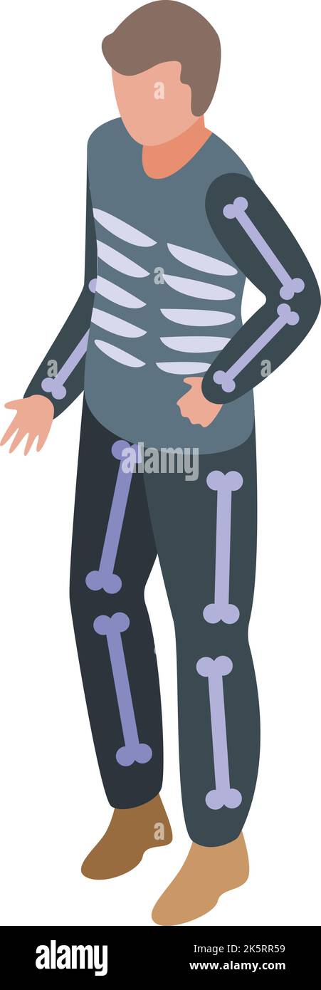 Skeleton costume icon isometric vector. Halloween party. Carnival fairy Stock Vector