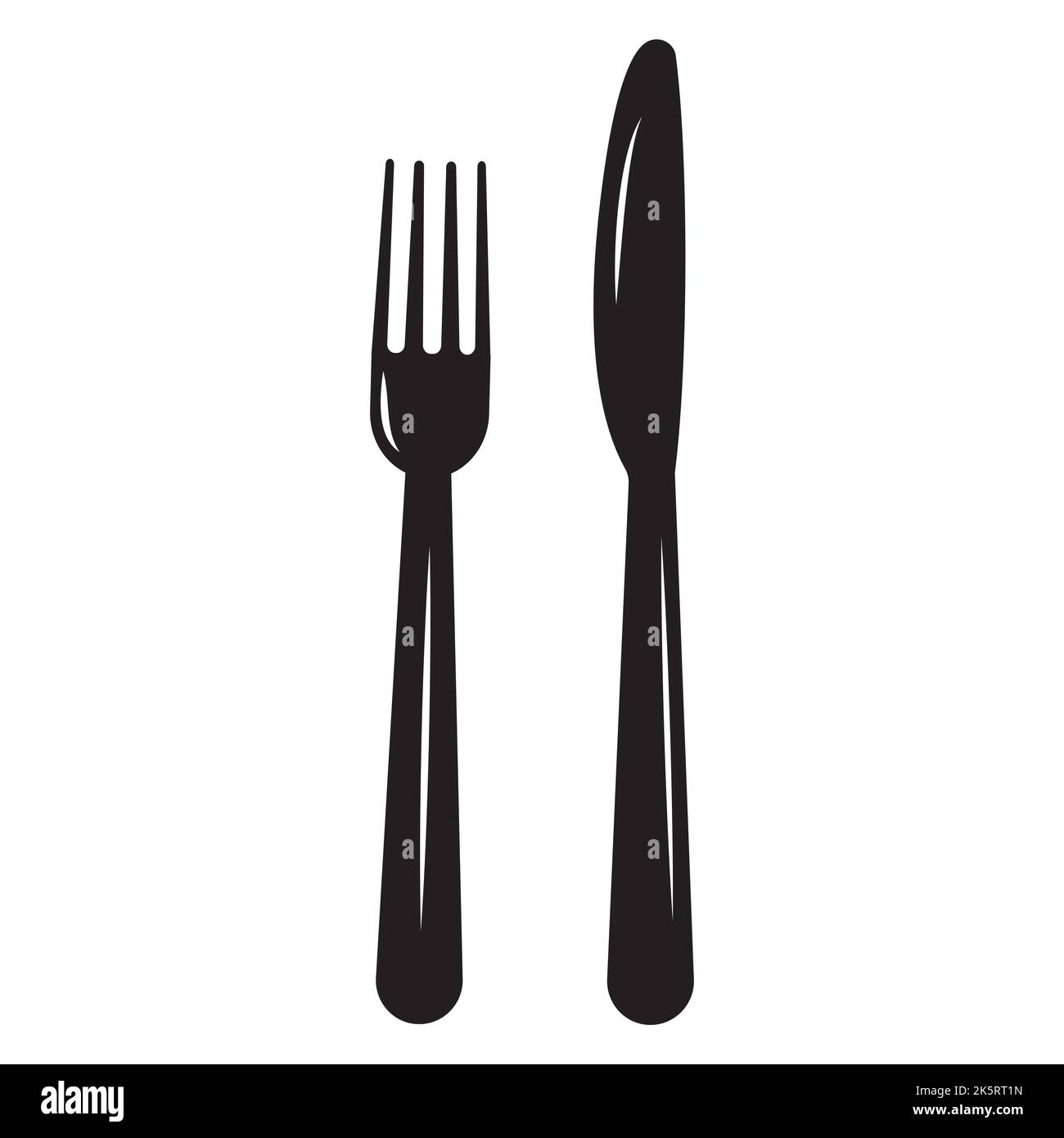 Cutlery fork and knife, vector isolated illustration, black stencil