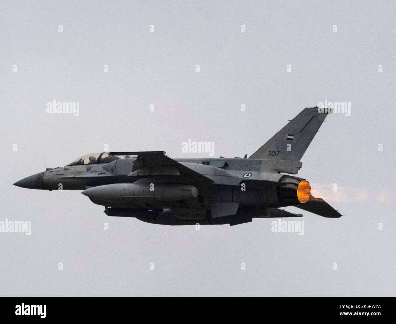 A Emirates F16 jet fighter during a training exercice of the French Air ...