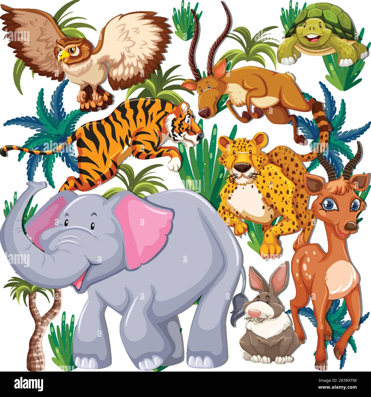 Cute wild animals seamless pattern illustration Stock Vector Image ...
