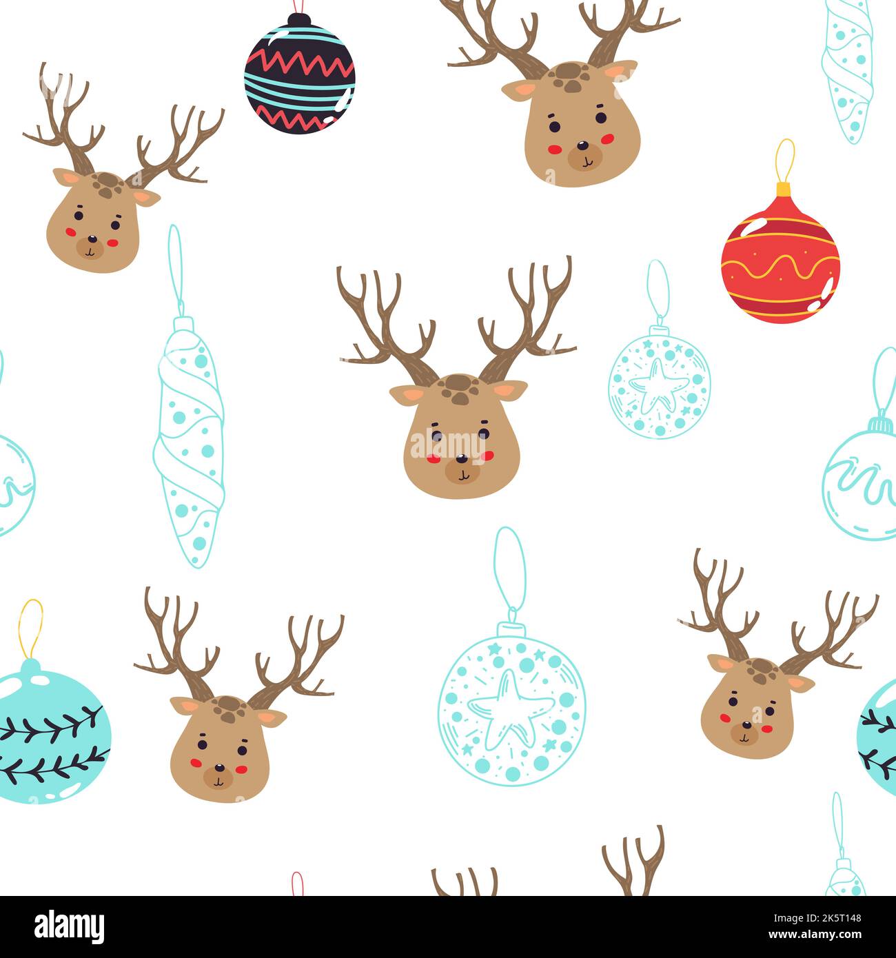 Seamless childish pattern with cute deer in the wood. Creative kids ...