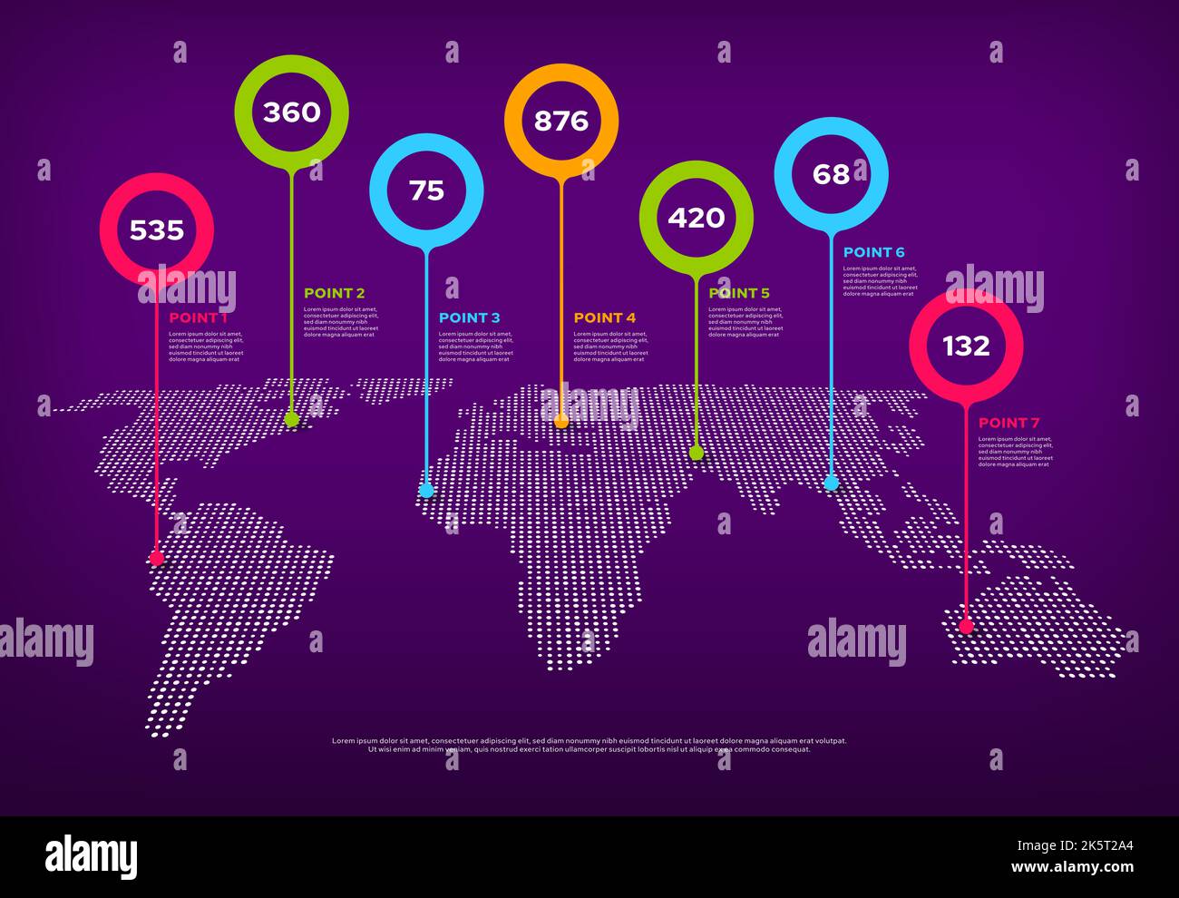 World map infographic with pointers. Country landmark marker, travel ...