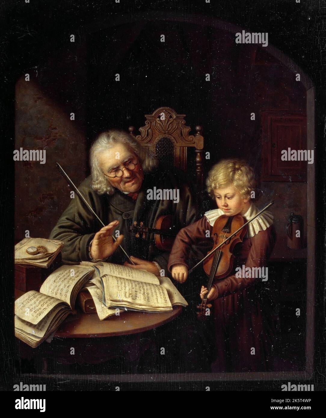 The Music Teacher, 1828. Found in the collection of the Staatliche Museen, Berlin. Stock Photo