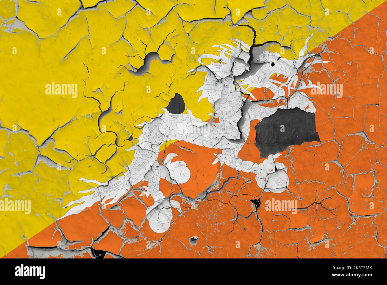 3D Flag of Bhutan on an old stone wall background Stock Photo - Alamy