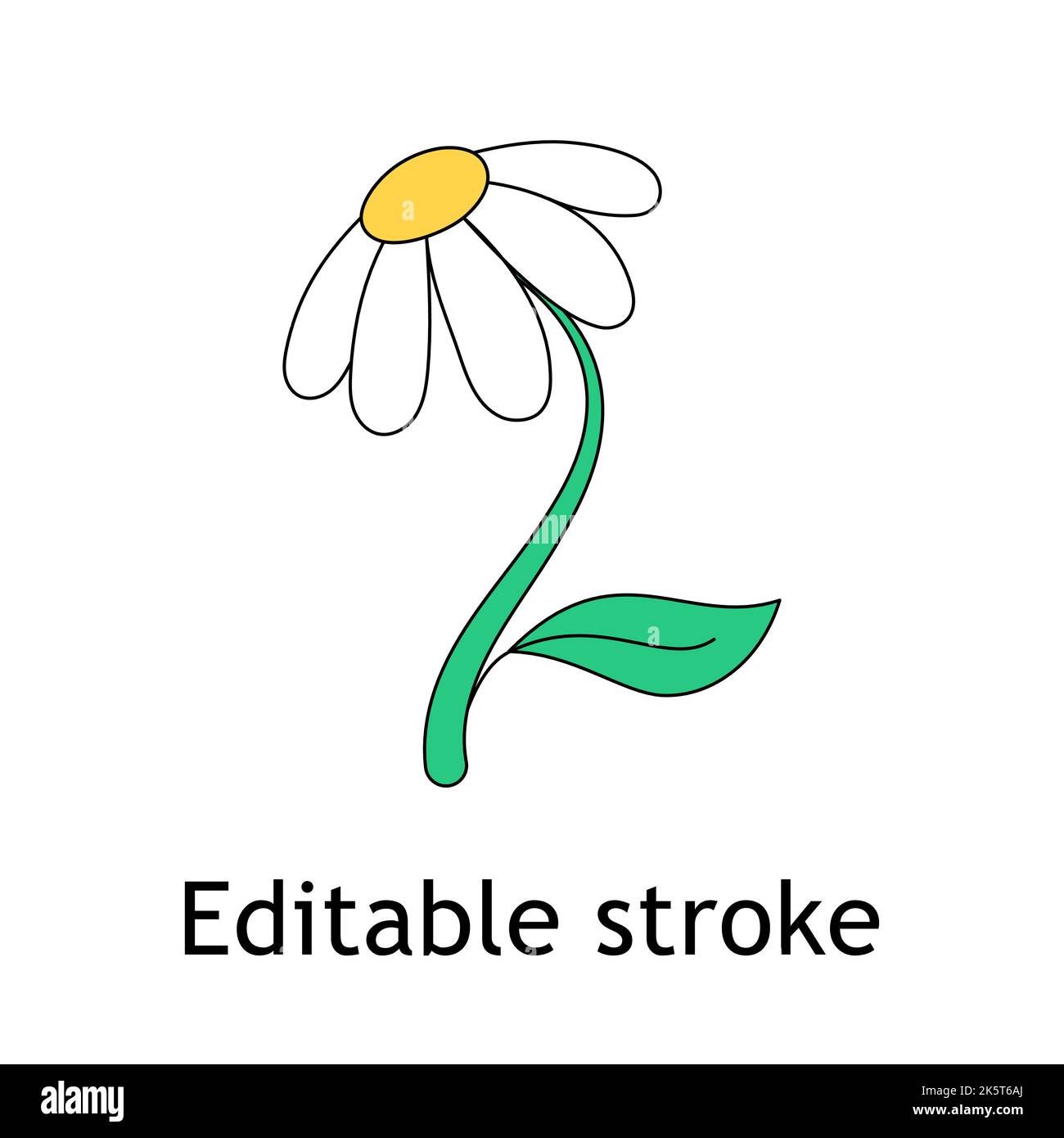 Chamomile retro flower sticker. Funky psychedelic hippie camomile