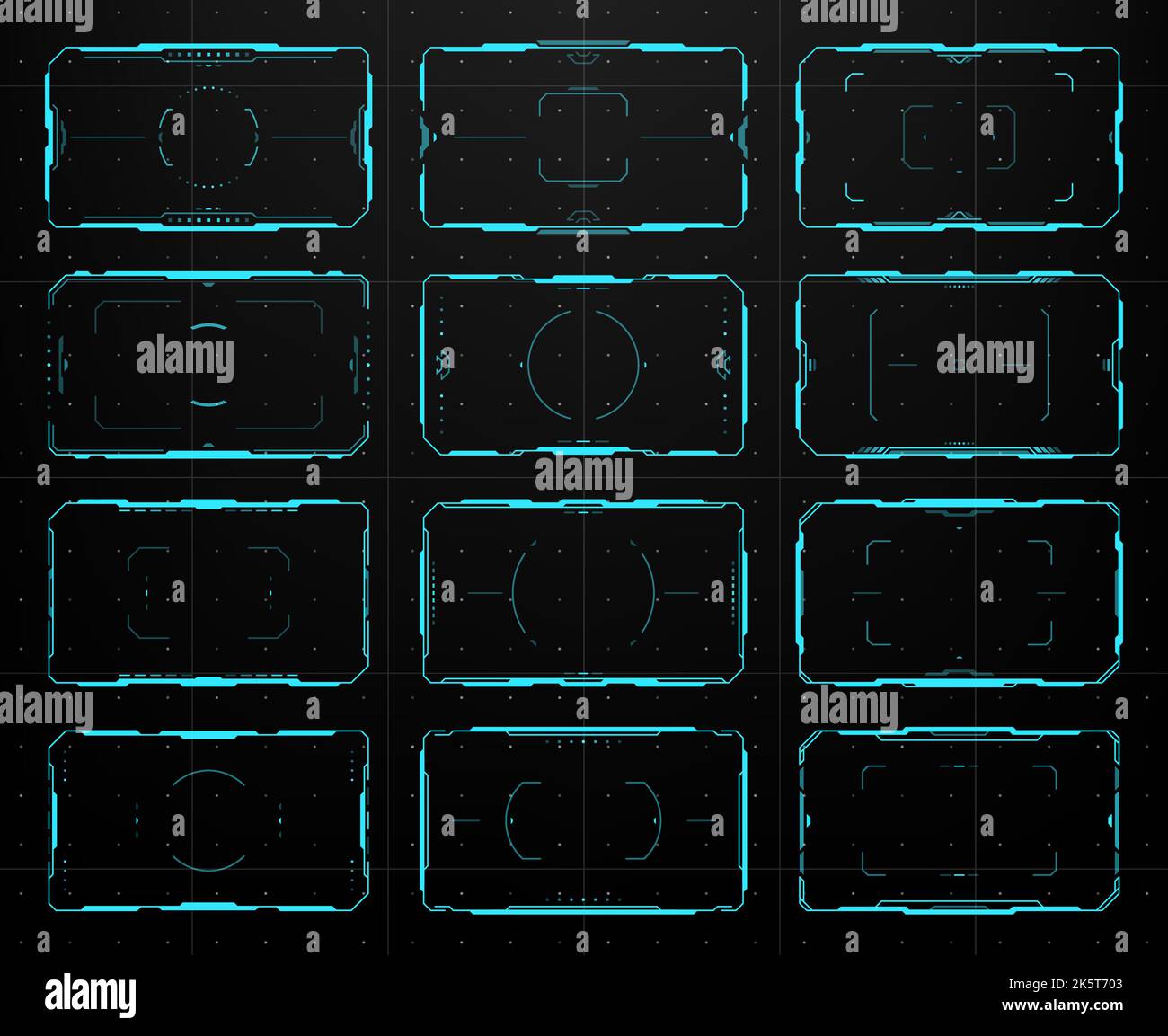 Hud aim control target frames. UI interface, electronic military ...