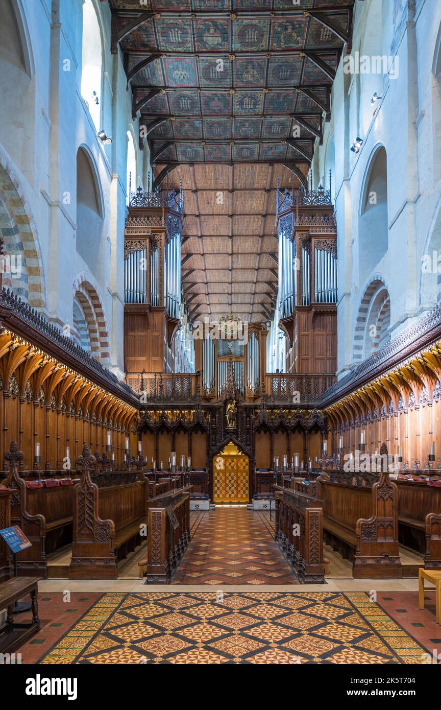 The choir and pipe organ in The Cathedral and Abbey Church of St Alban